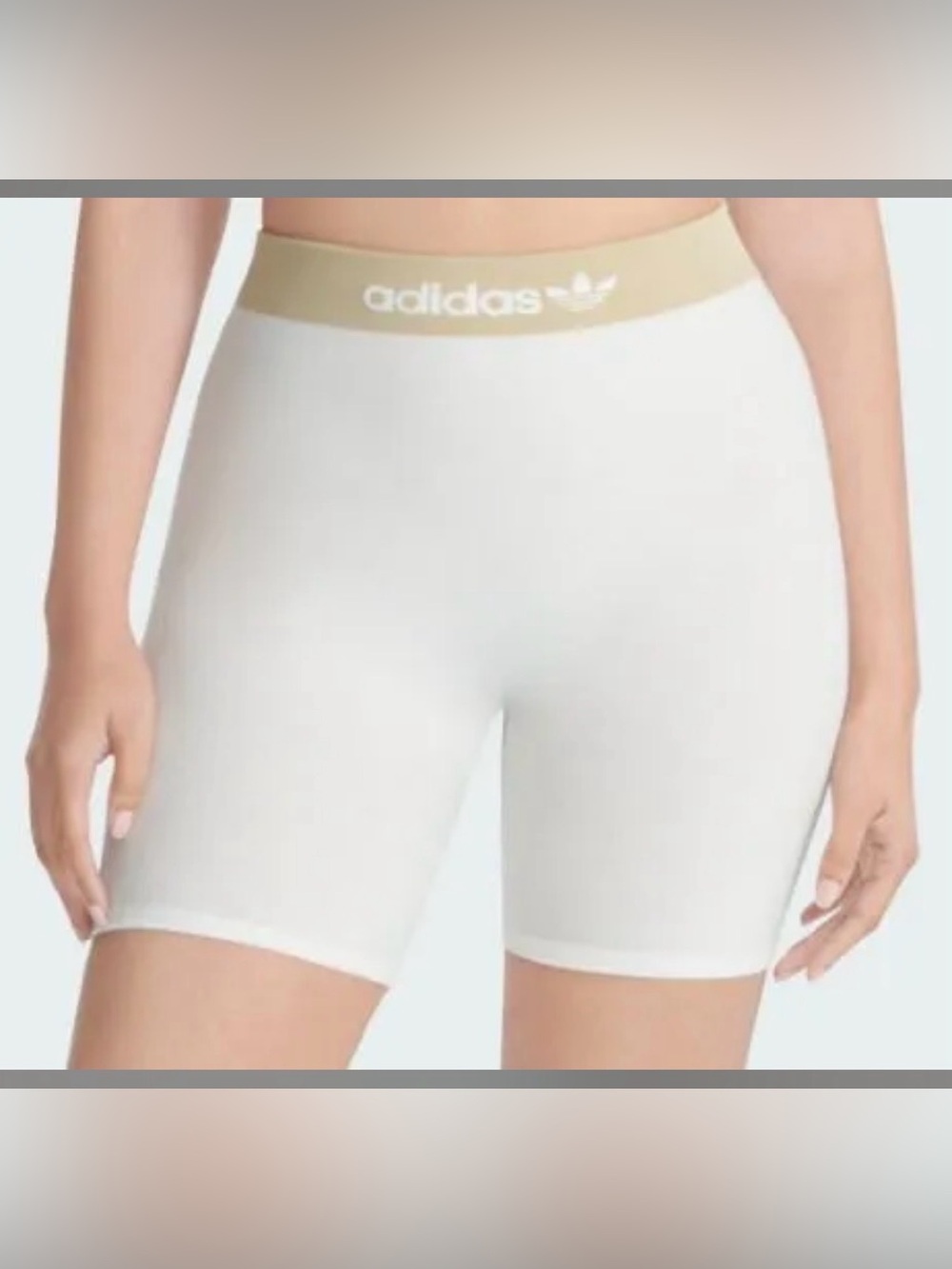 Adidas Women’s Ribbed White and Tan Shorts